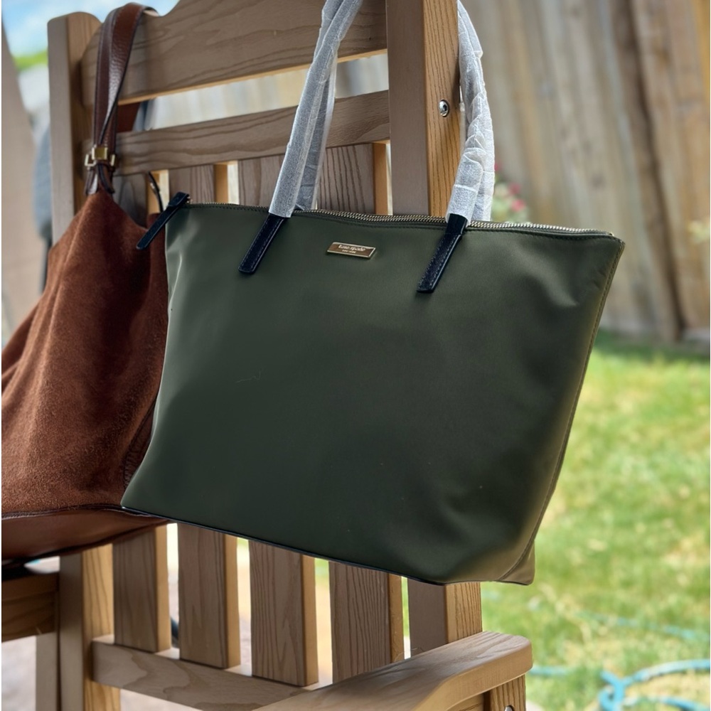 KATE SPADE  ARMY GREEN TOTE - NEW WT